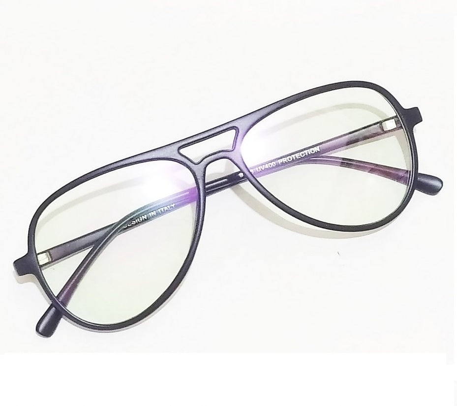 Black Aviator Full Frame Eyeglasses with Clear Zero Power Lenses - Classic Retro Style for Men & Women - Perfect for Driving, Reading, and Fashion Accessories