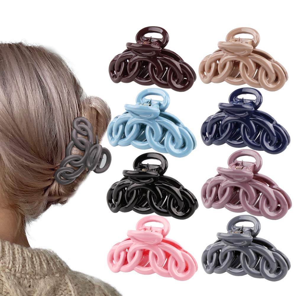 Canitor Hair Clips Set - 8PCS Banana Claw Clips for Thin Hair, Non-Slip Vines Twining French Design Barrettes | Perfect for Women, Girls, Daily Styling, Ponytails & Updos