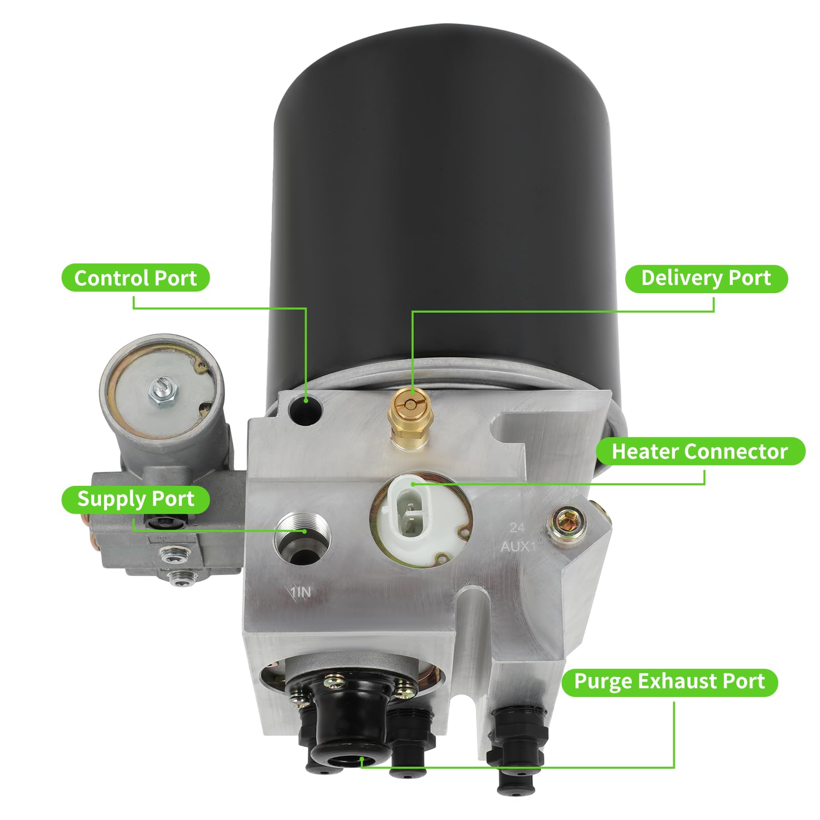 12V Air Dryer Replacement for AD-IS 801266 DC Heater - Direct Fit for Trucks & RVs - Prevents Moisture in Air Brake Systems