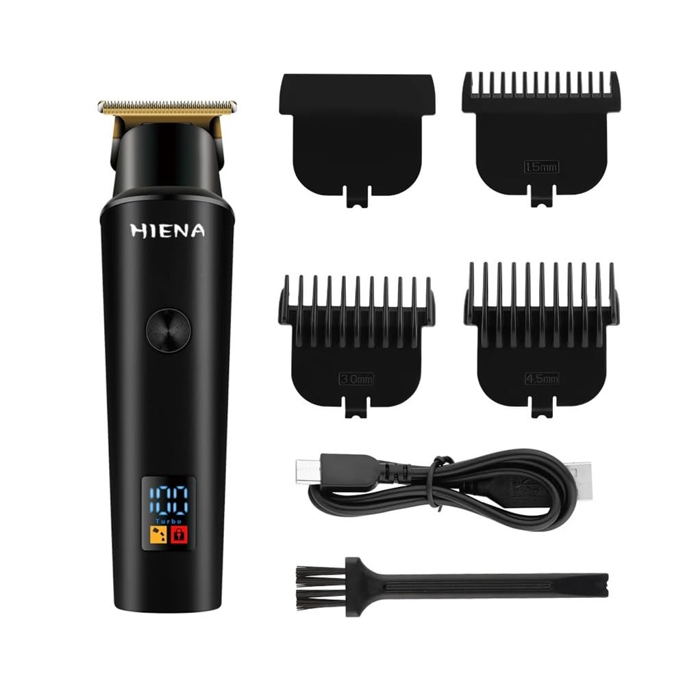 Professional HIENA Cordless Hair Clipper - USB Rechargeable Trimmer with Sharp Stainless Steel Blades for Men's Grooming | Home & Barber Use | Perfect for Beard Trimming, Hair Cutting & Styling (HYN-009 Black)