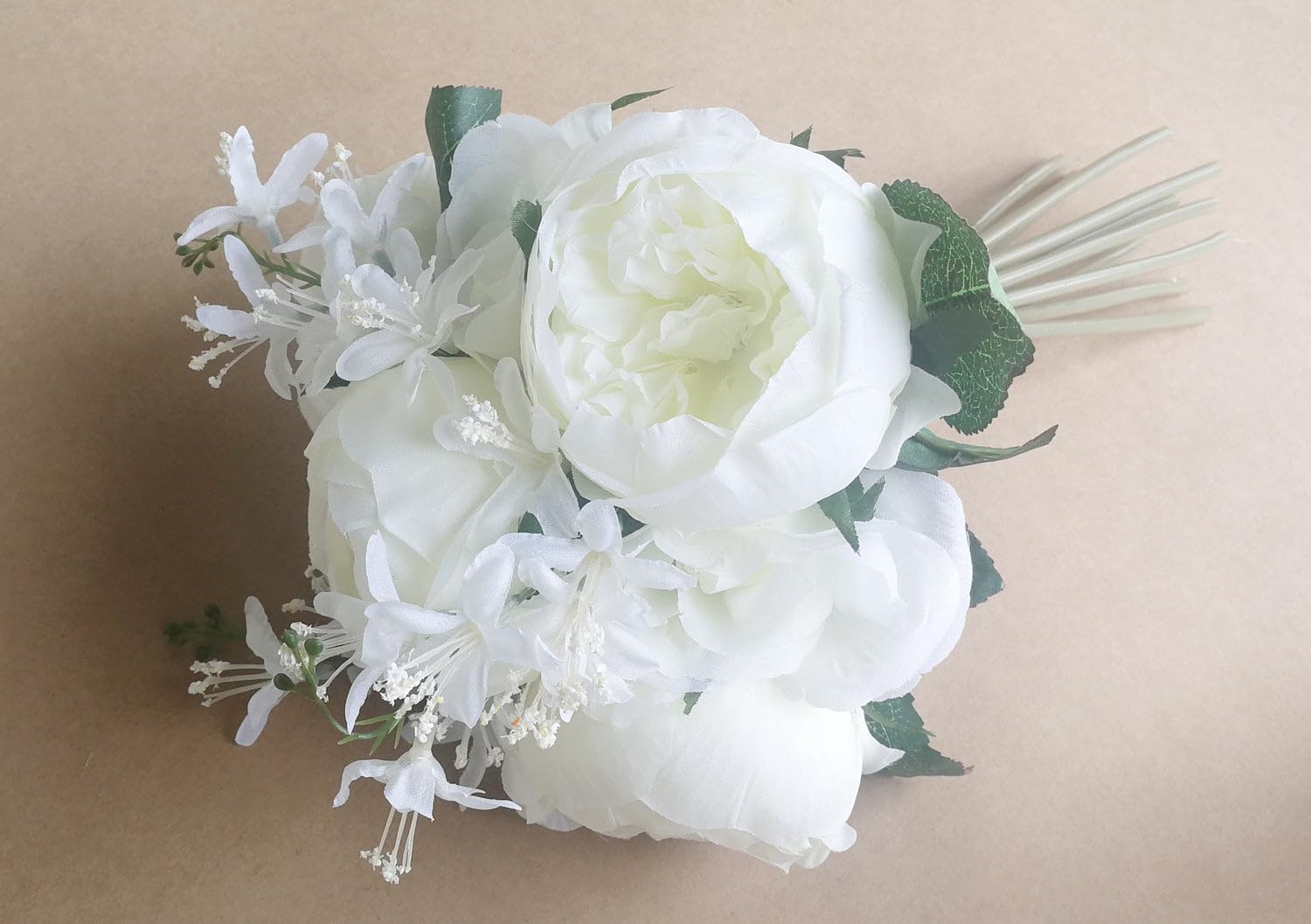 English Rose Silk Flower Bouquet Cream - Realistic Artificial Floral Arrangement for Home Decor, Wedding Centerpieces & Romantic Gift Ideas