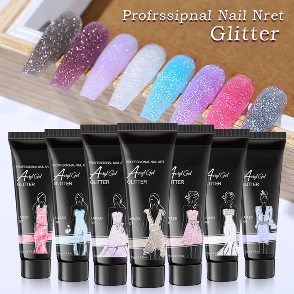 Katutude 15ml Poly Nail Gel - Shiny Glitter UV Builder Gel for Nail Extensions & Enhancements | DIY Manicure Kit for Women & Beginners | Perfect for Home Nail Art, Salon-Quality Manicures & Party Glam Looks