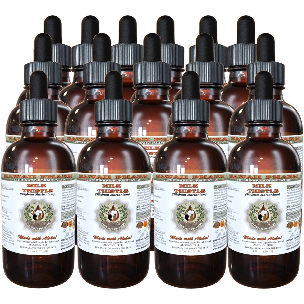 Organic Milk Thistle Liquid Extract for Pets - Alcohol-Free Herbal Supplement for Dogs & Cats - Supports Liver Health - 15x4 oz - Perfect for Daily Wellness & Detox