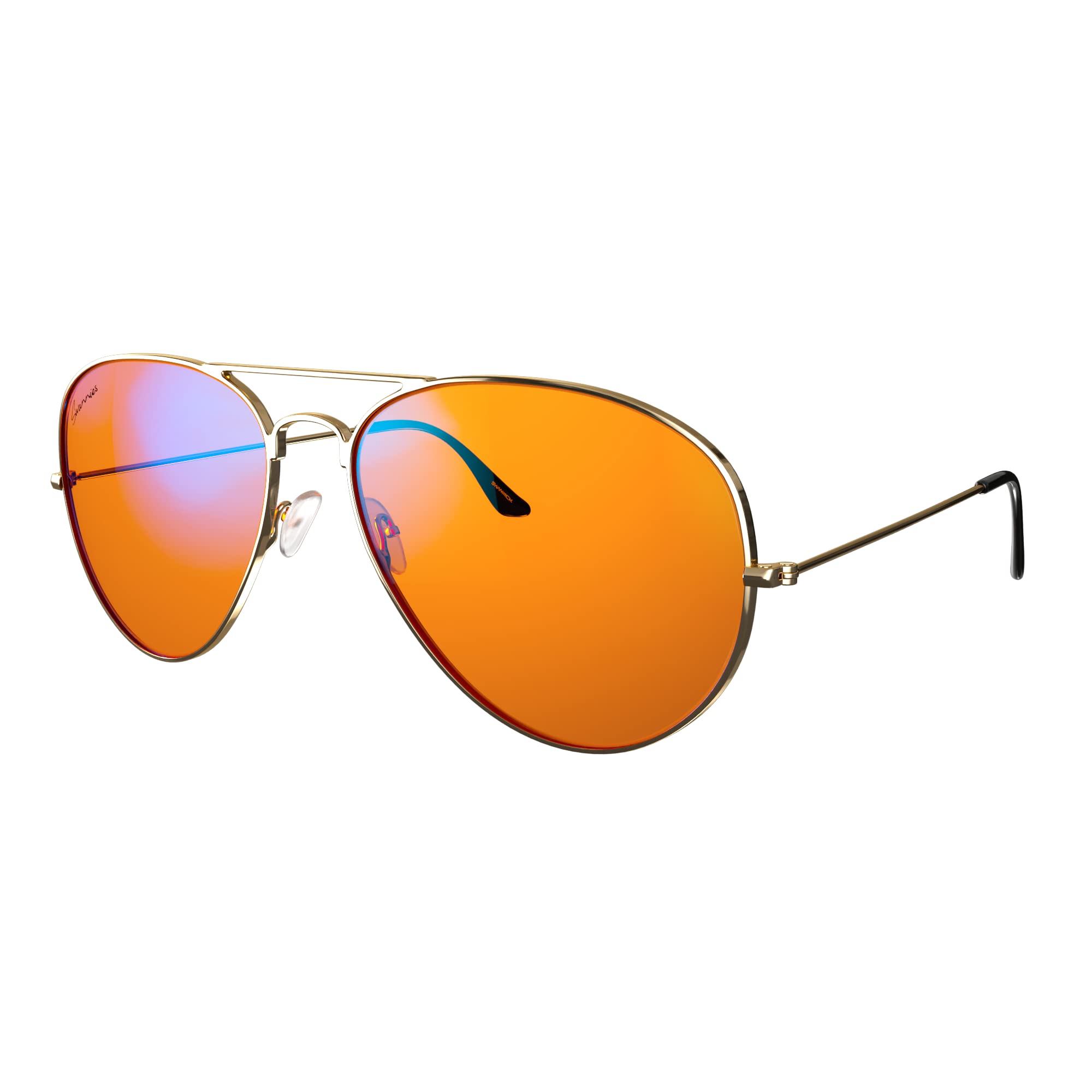 Swanwick Aviator Blue Light Blocking Glasses for Men & Women - Reduce Digital Eye Strain, Block Harmful Blue Light from Screens - Perfect for Computer Work, Gaming & Nighttime Use - Regular Fit