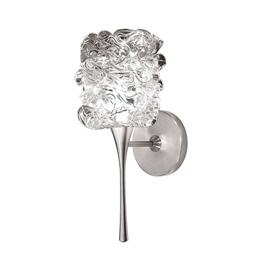 WAC Lighting WS57LED-G544CL/BN Modern LED Wall Sconce with Glass Shade - Clear/Brushed Nickel Finish - Energy Efficient Indoor Lighting for Living Room, Bedroom & Hallway