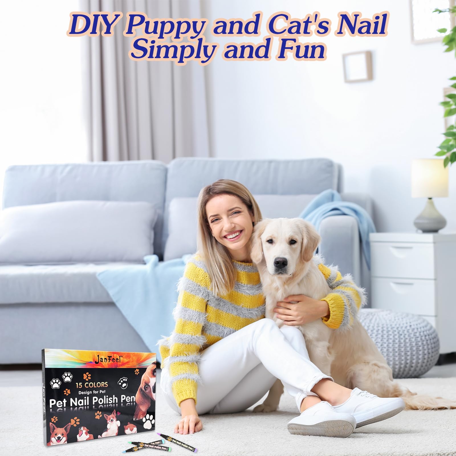 15 Colors Dog Nail Polish Pens Set - Quick Dry Non Toxic Pet Safe Nail Polish with Brush Tip for Puppies, Cats & Small Animals | Perfect for Grooming, Pet Spa Days & Special Occasions