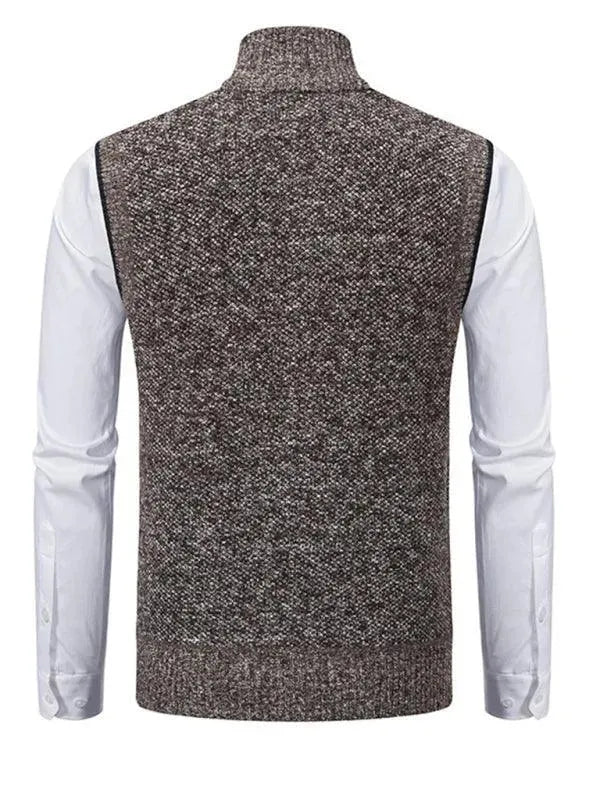 Men's Stand Collar Sleeveless Knit Vest - Slim Fit Casual & Layering Piece for Office, Outdoors & Fall Fashion