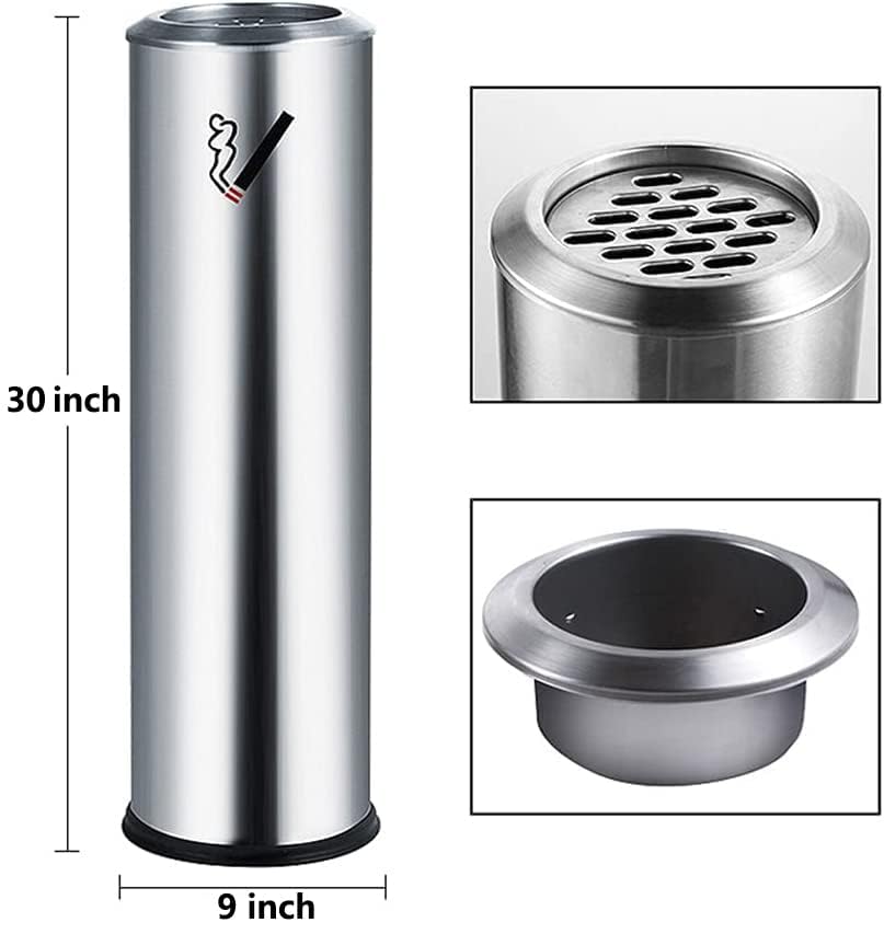Tall Outdoor Standing Ashtray - Heavy Duty Metal Cigarette & Cigar Ash Tray Container for Patio, Garden, Smoking Areas - Perfect for Commercial Use, Restaurants, Bars and Home Decoration