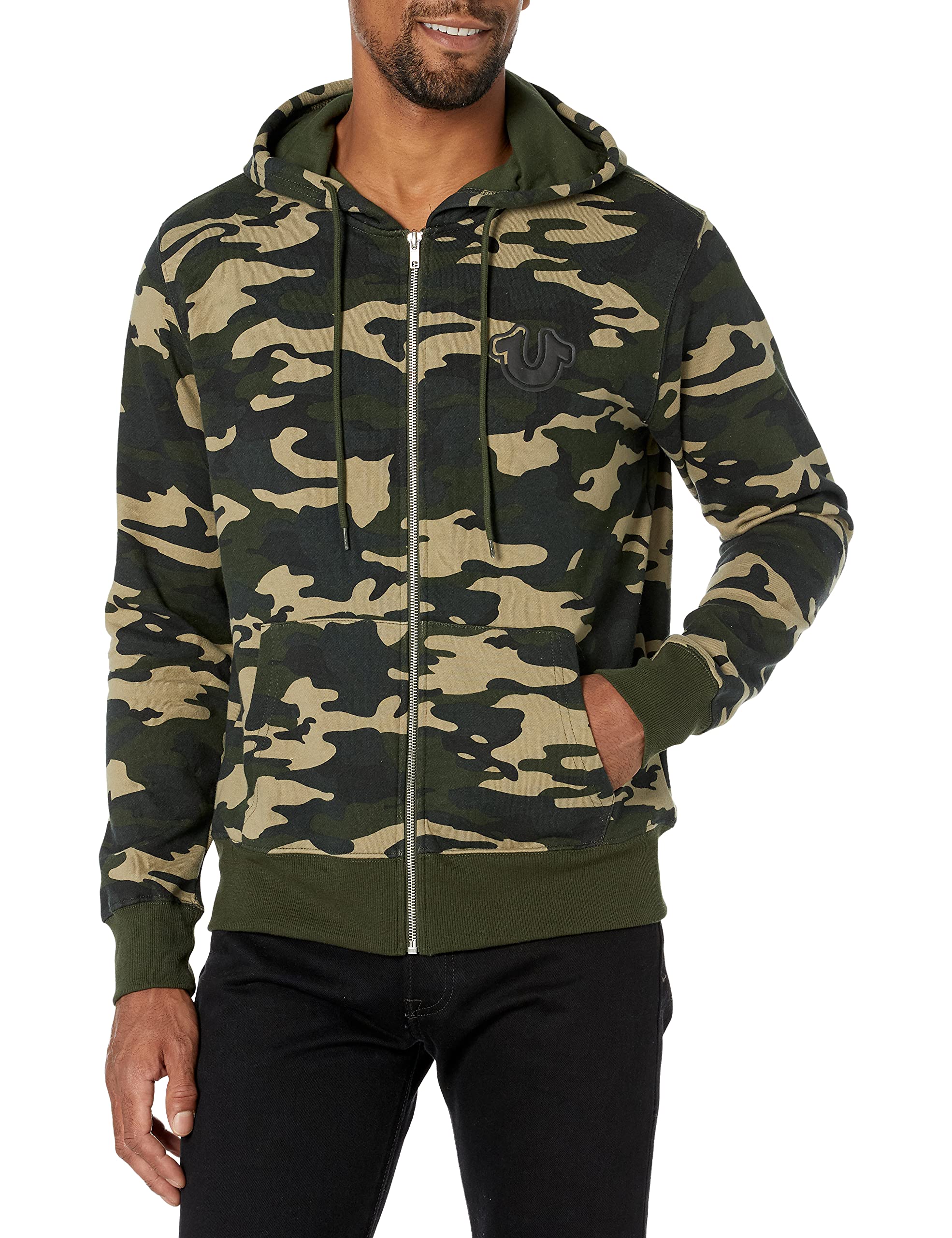 True Religion Men's Zip Up Hoodie - Stylish Fleece Pullover with Front Pockets | Perfect for Casual Wear, Gym & Outdoor Activities