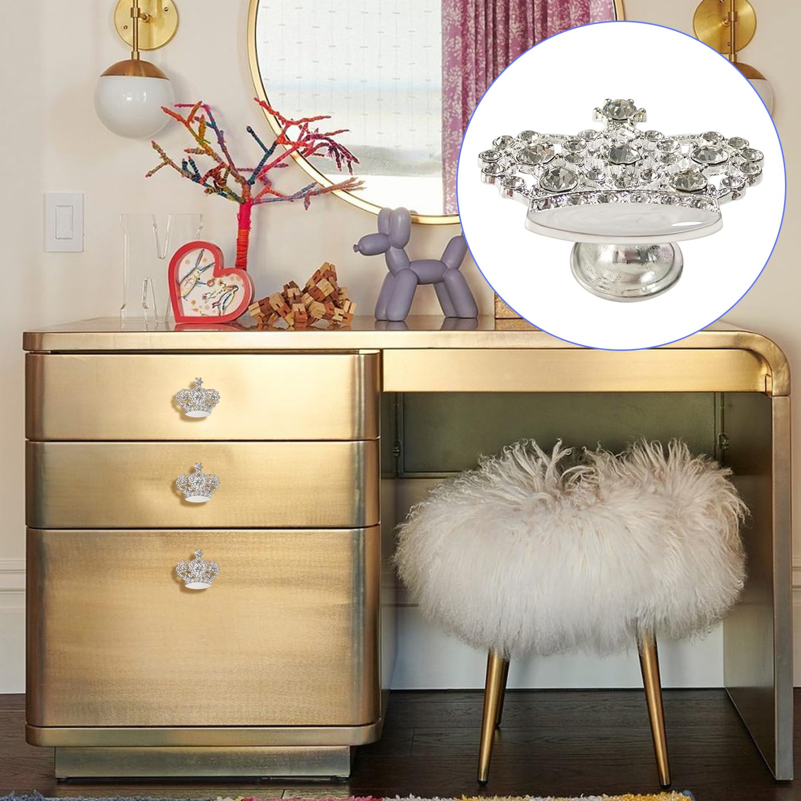 6-Pack Decorative Dresser Knobs - Elegant Cabinet Handles & Drawer Pulls for Bedroom, Bathroom & Kitchen Cabinets - Upgrade Your Home Furniture Hardware