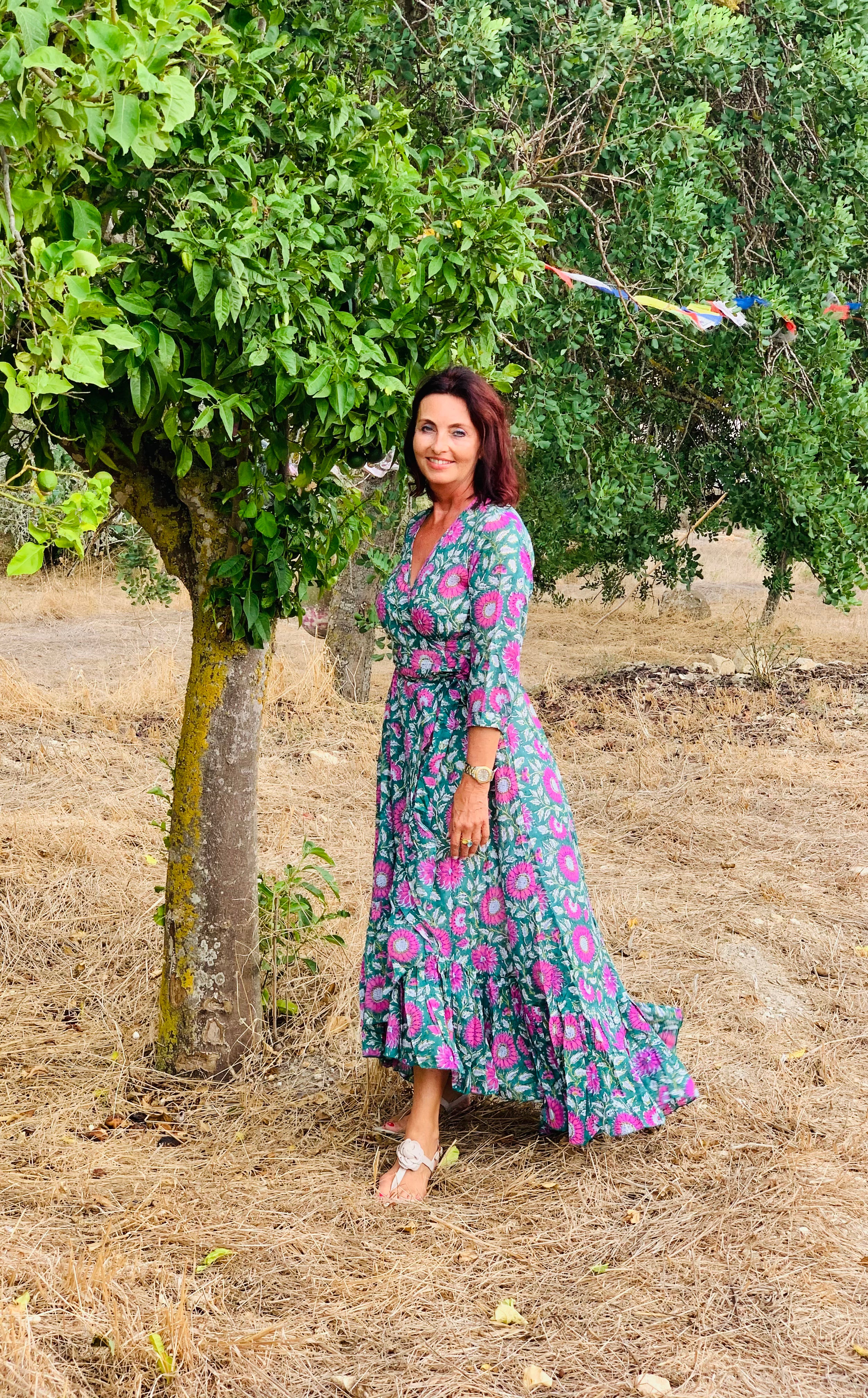 Goddess Dress Sunflower Green - Flowy Summer Maxi Dress for Women, Beach Wedding & Boho Festival Outfit
