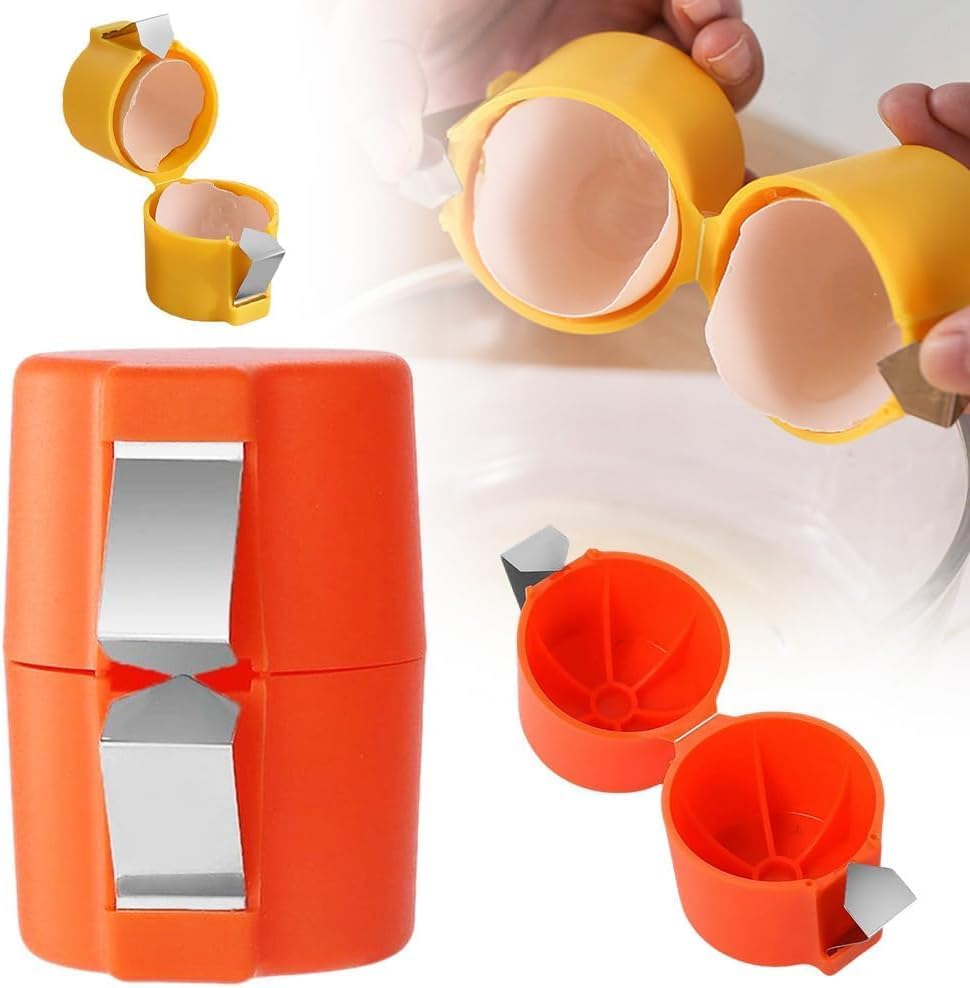 Egg Shell Opener & Separator - Handheld Egg Breaker Tool for Raw Eggs, Multifunctional Egg Cracker & Yolk Separator - Perfect for Cooking, Baking, Camping & Kitchen Use (1PC, Orange)