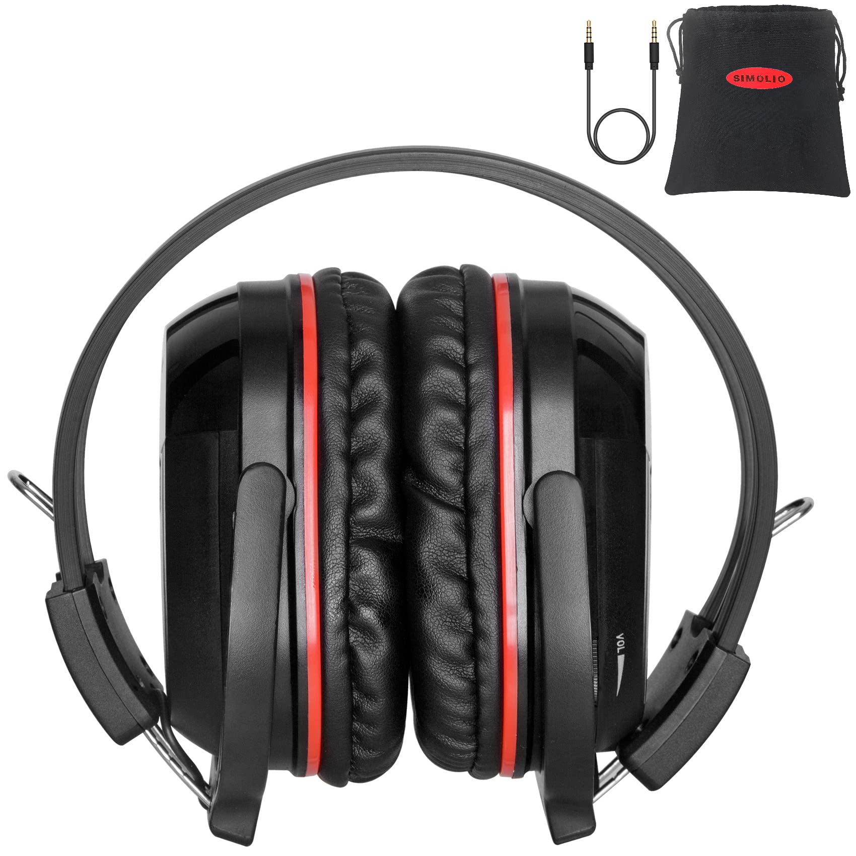 SIMOLIO Universal IR Wireless Headphones for Car DVD/TV - 2 Channel Infrared Headphones for Kids with 3.5mm Aux Cord & Storage Bag - Rear Seat Entertainment Headset for Travel, Road Trips and Long Car Rides