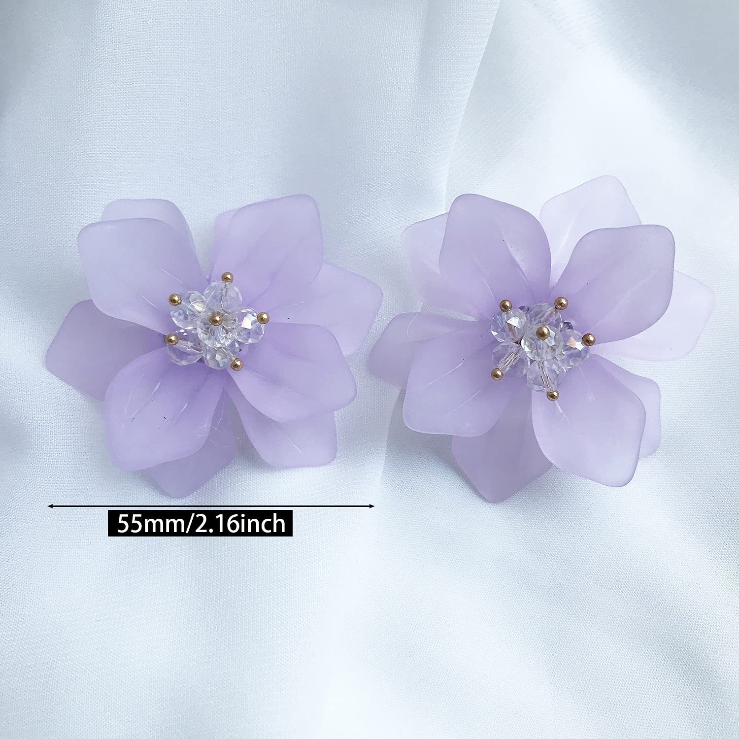 Handmade Bohemian Matte Resin Flower Stud Earrings - Elegant Acrylic Petal Dangle Drop Earrings for Women, Unique Statement Jewelry Gift for Birthday, Wedding & Special Occasions