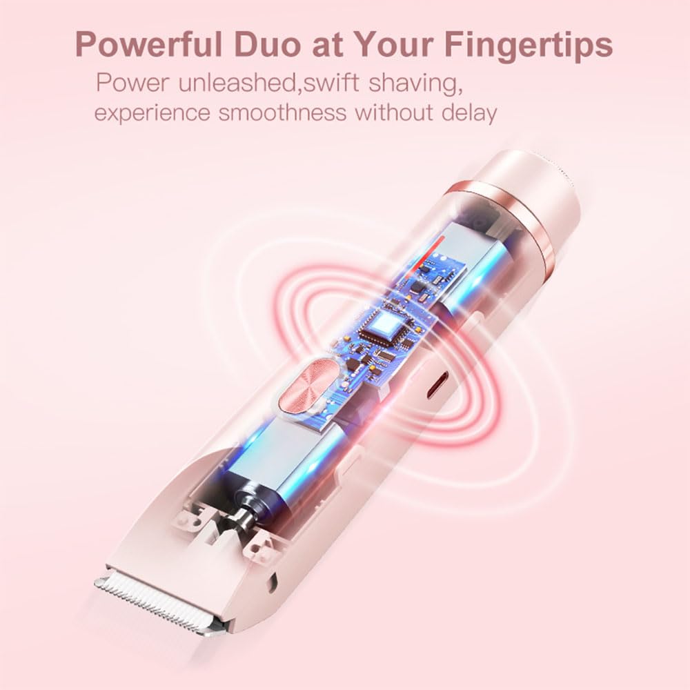 Ezme 2-in-1 Electric Razor & Bikini Trimmer for Women - Waterproof Wet/Dry Shaver for Smooth Underarms, Legs & Body Hair - Pink Trimmie 2.0 | Perfect for Travel, Gym & Quick Touch-Ups at Home