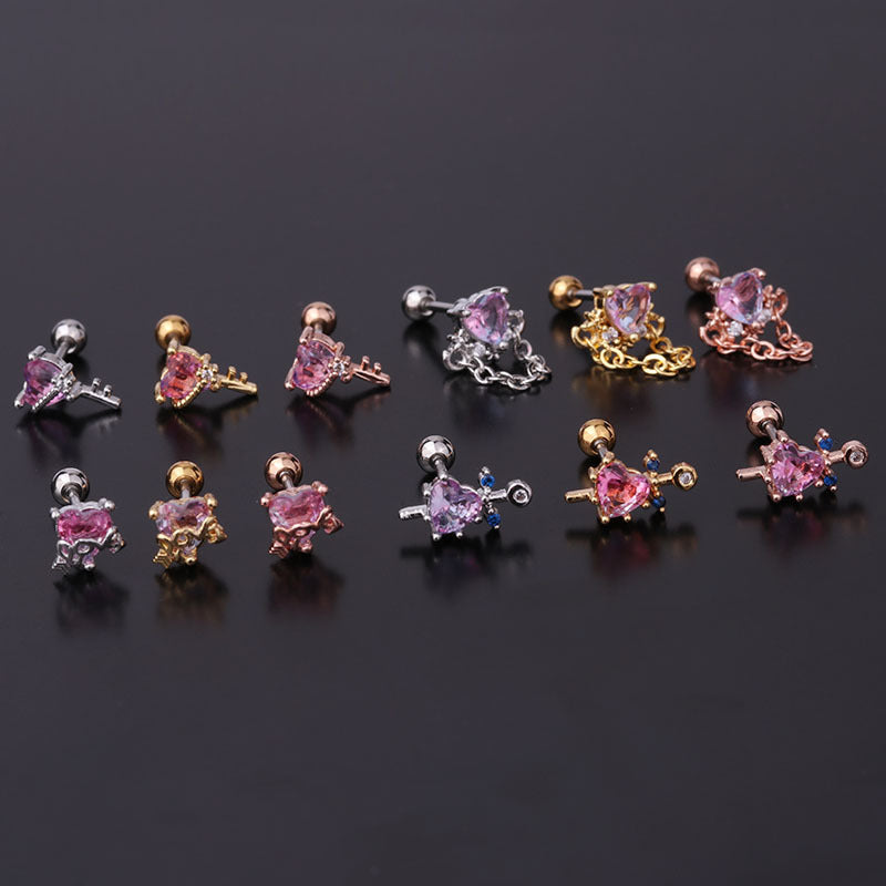 20G Cartilage Stud Earrings - Anime Inspired Tourmaline Earrings for Women | HSPJ318 | Perfect for Daily Wear, Cosplay & Gift Giving