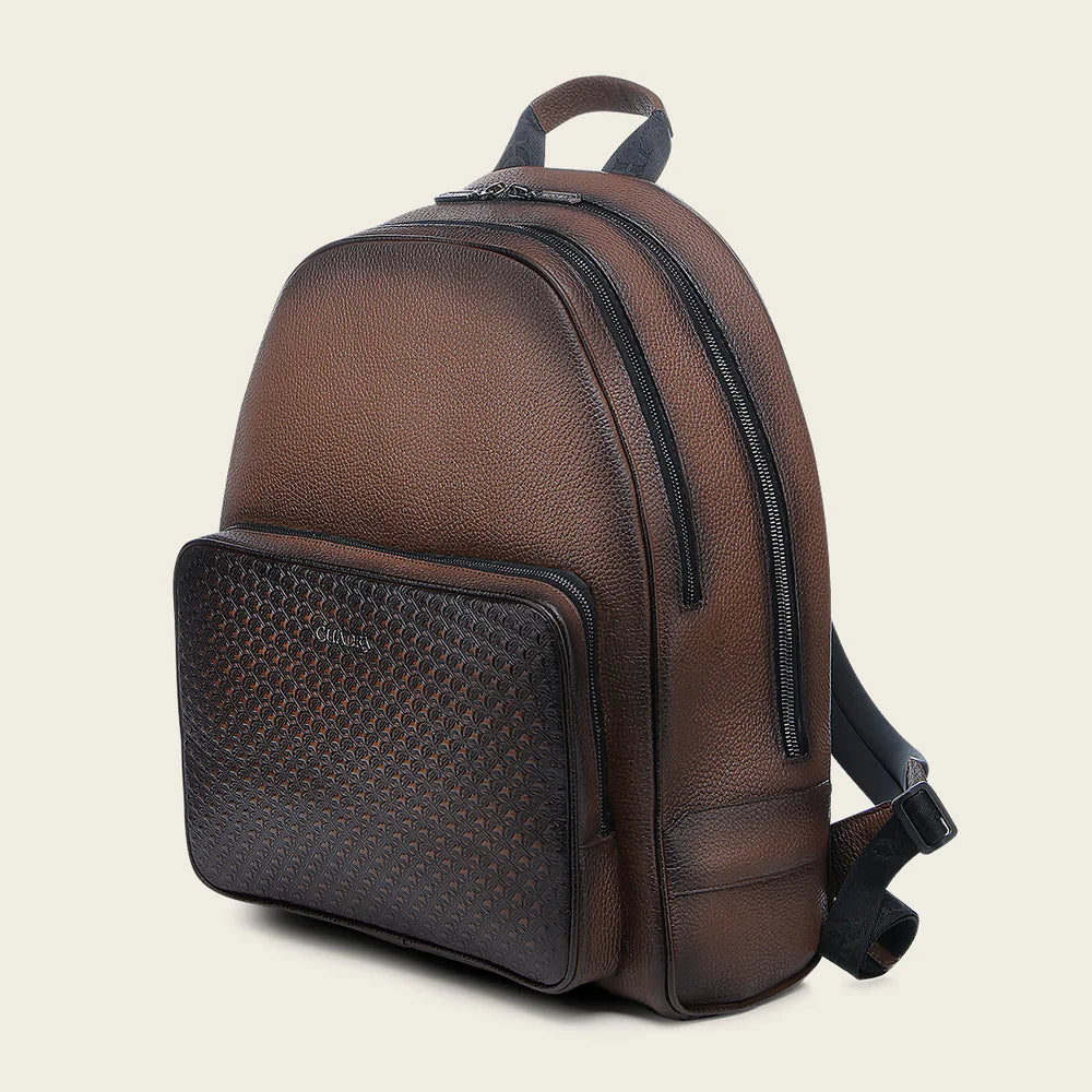 BOC29RS Genuine Cowhide Casual Backpack for Men & Women - Stylish Honey Leather Rucksack for Travel, Work & Daily Use