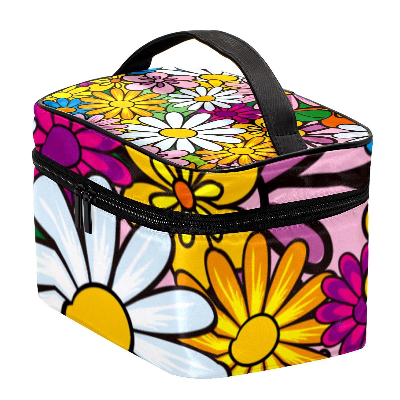 Floral Pattern Travel Makeup Bag - Large Cosmetic Organizer with Zipper for Women & Girls | Perfect for Vacation, Gym & Daily Essentials Storage