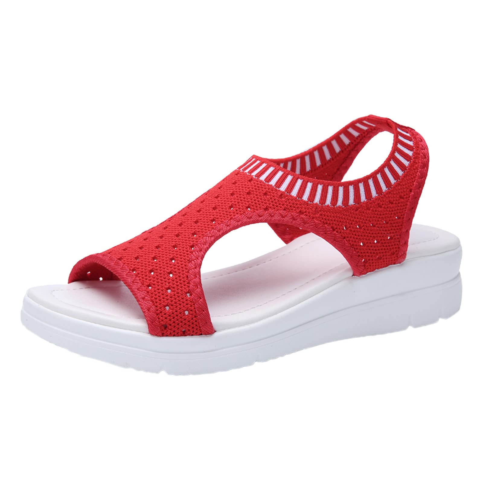 Breathable Women's Casual Wedge Sandals - Comfortable Hollow Out Cloth Shoes with Elastic Open Toe for Sports & Daily Wear | Size 10 | Perfect for Walking, Travel & Summer Outfits