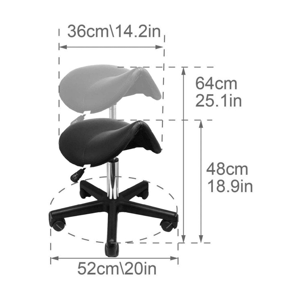 Ergonomic Hydraulic Saddle Stool with Adjustable Height - Comfortable Seat for Salon, Tattoo, Massage & Office Use - Model RSS191