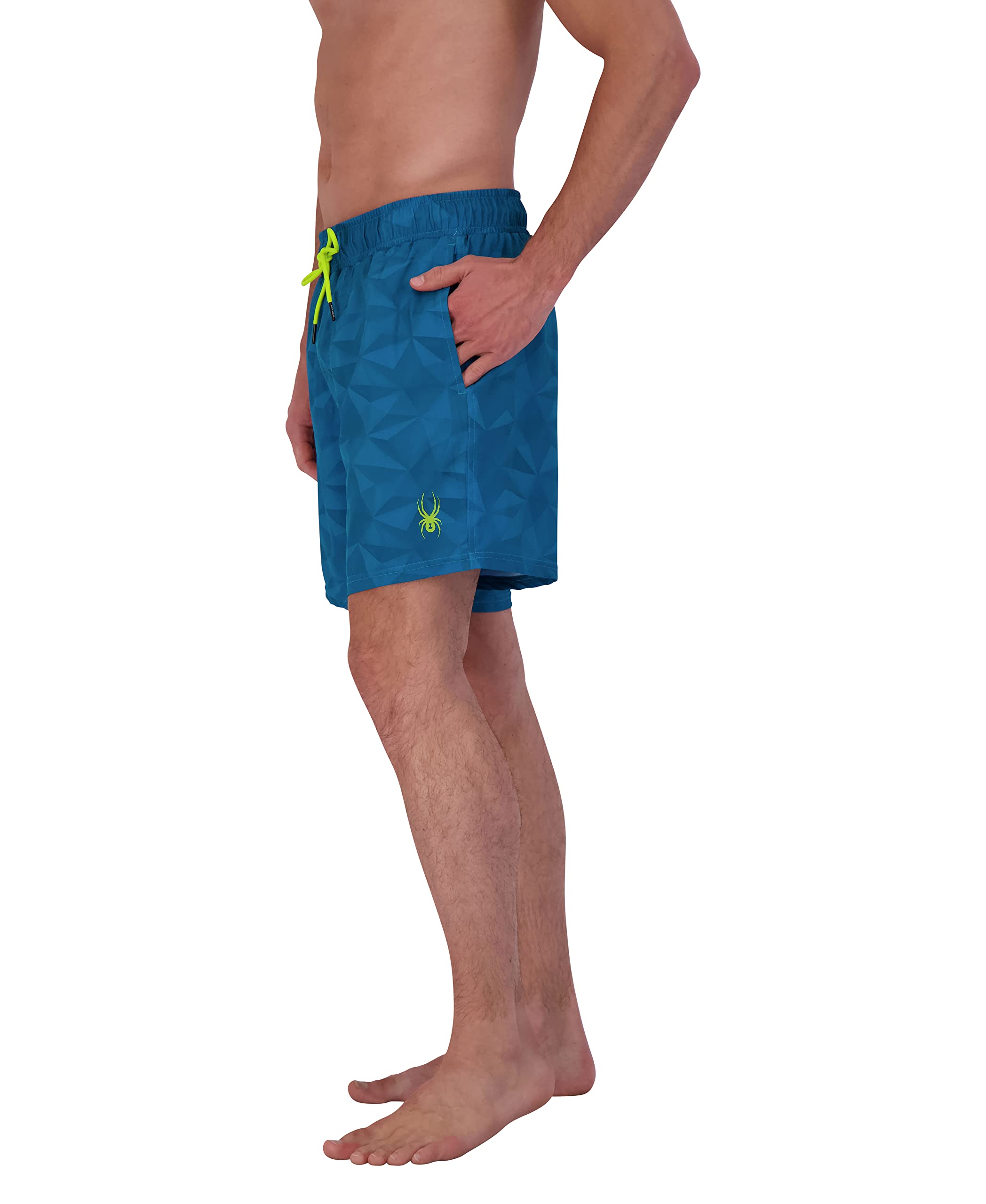 **Spyder Men's Quick-Dry Stretch 7-inch Swim Trunks with UPF 50+ - Gym Shorts with Pockets & Mesh Liner for Swimming, Beach, and Workout**
