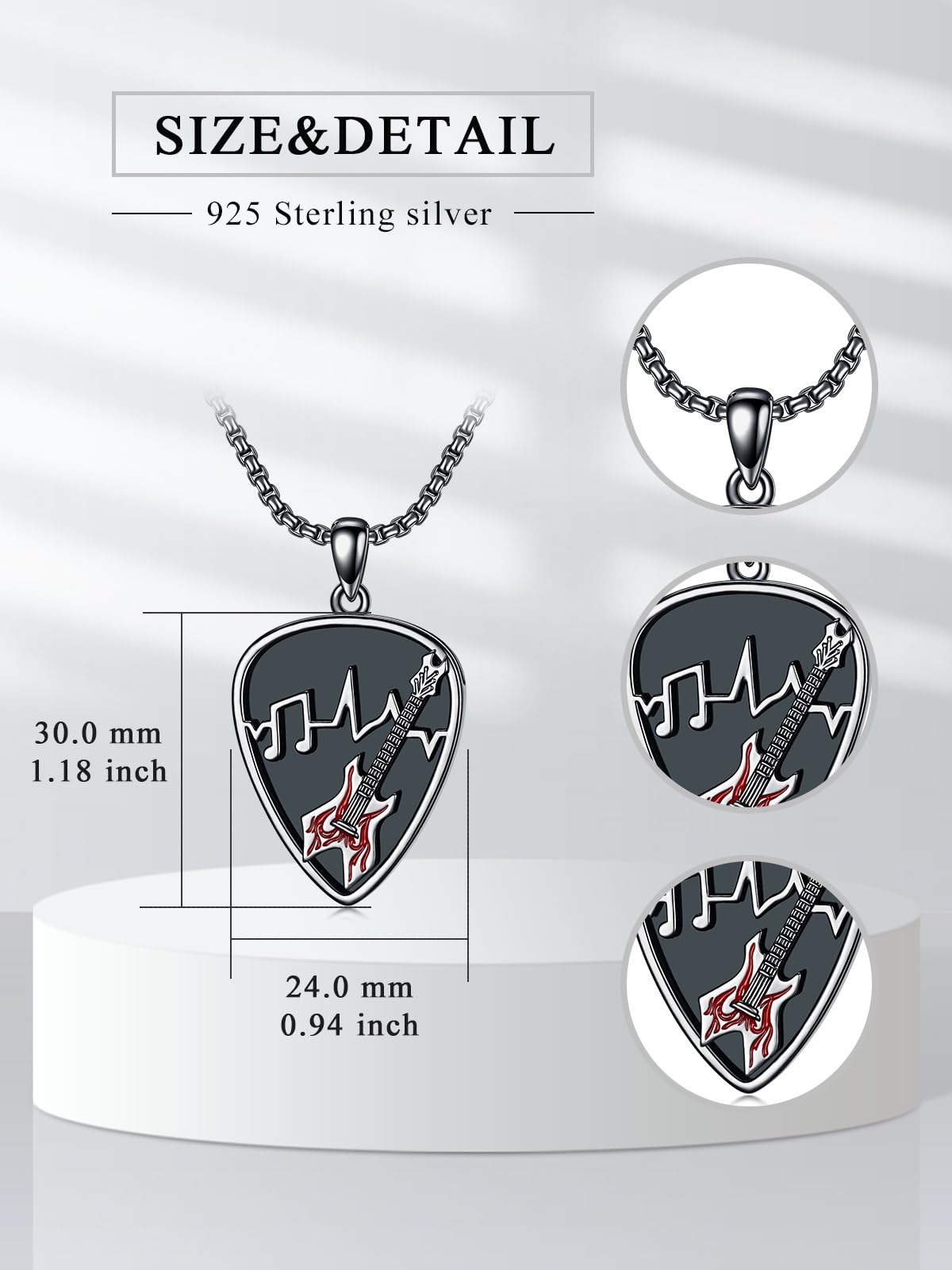 Dorunmo Sterling Silver Personalized Soundwave Guitar Pick Holder Necklace - Custom Music Pendant for Guitarists & Musicians - Perfect Gift for Christmas, Birthdays & Music Lovers - Great for Performances, Practice & Everyday Wear