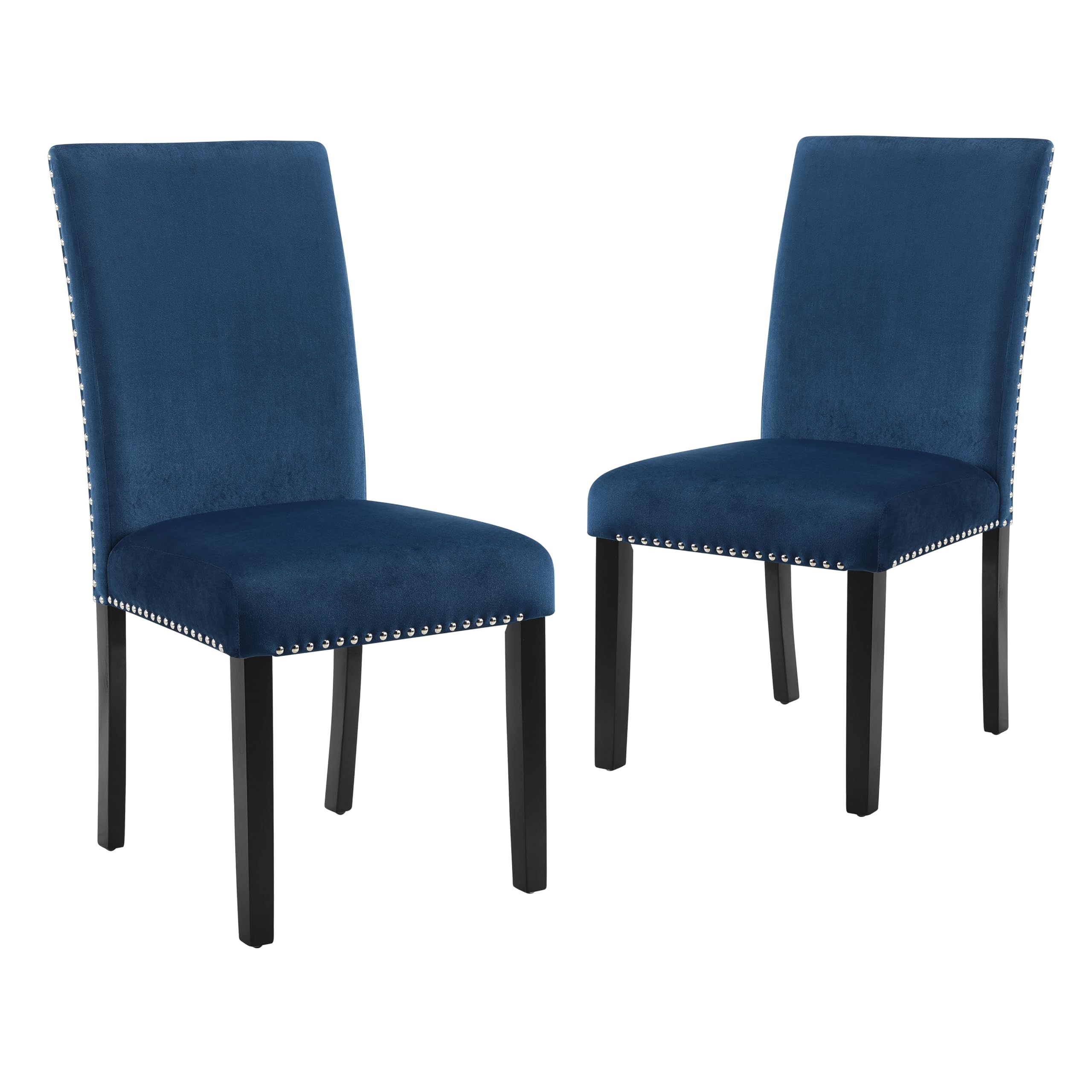 Celeste Blue Velvet Upholstered Dining Chairs Set of 2 - Modern Classic Furniture for Dining Room, Kitchen, Breakfast Nook & Home Decor