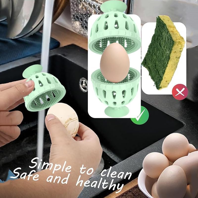 2-Pack Silicone Egg Cleaning Brush - Food Grade Egg Washer Tool for Fresh Eggs (Green, 2.32 Inch) - Perfect for Farm Fresh Eggs, Organic Produce & Kitchen Hygiene