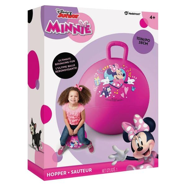 Hedstrom Minnie Mouse 15 Inch Inflatable Hopper Ball - Fun Bouncy Ride-On Toy for Toddlers & Kids (Perfect for Indoor Play, Birthday Parties & Outdoor Backyard Games)
