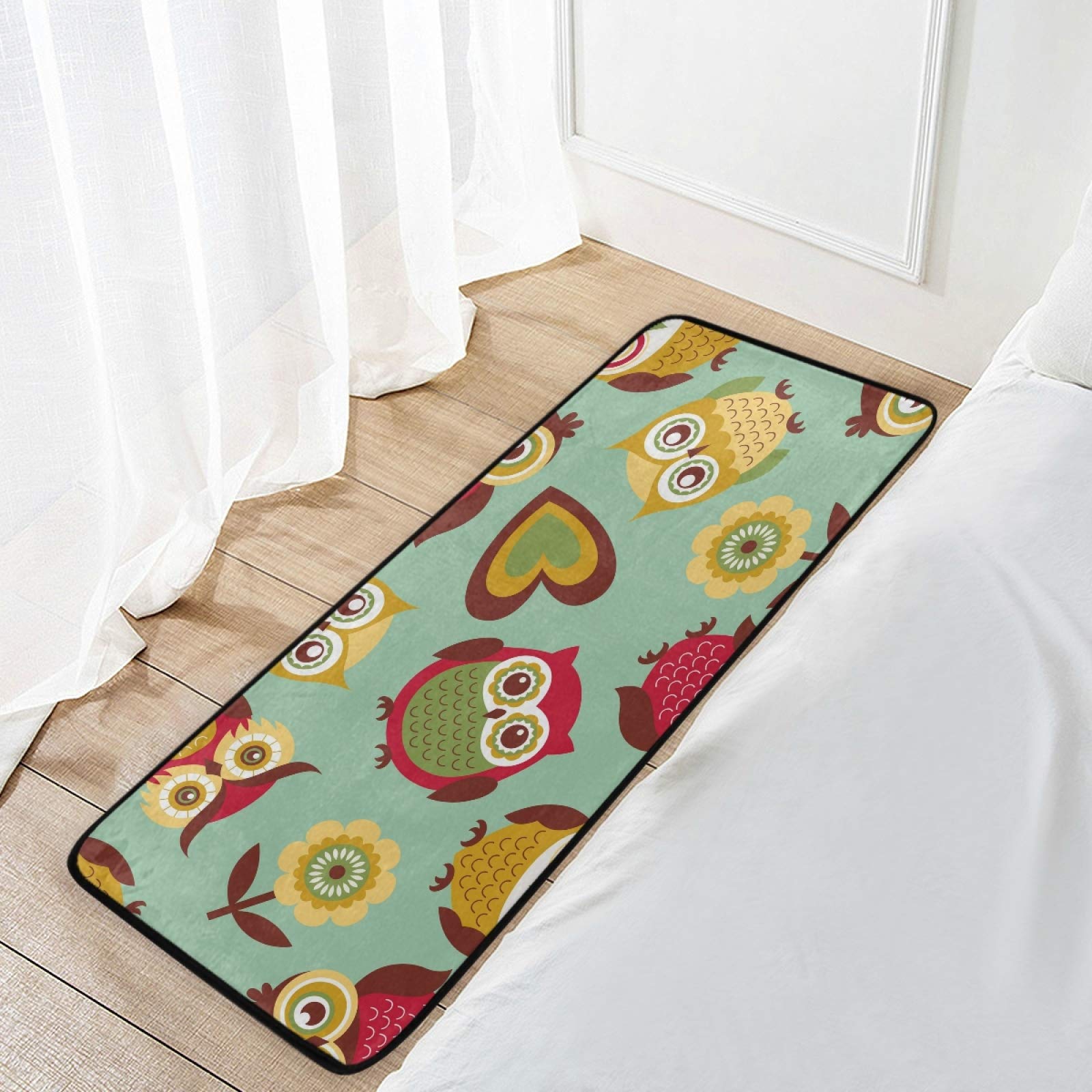Cute Cartoon Owls Anti-Fatigue Kitchen Mat - Non-Slip, Oil & Stain Resistant, Easy Clean Floor Rug for Kitchen, Bathroom, Indoor & Outdoor Use - Perfect for Cooking, Dishwashing & Home Decor