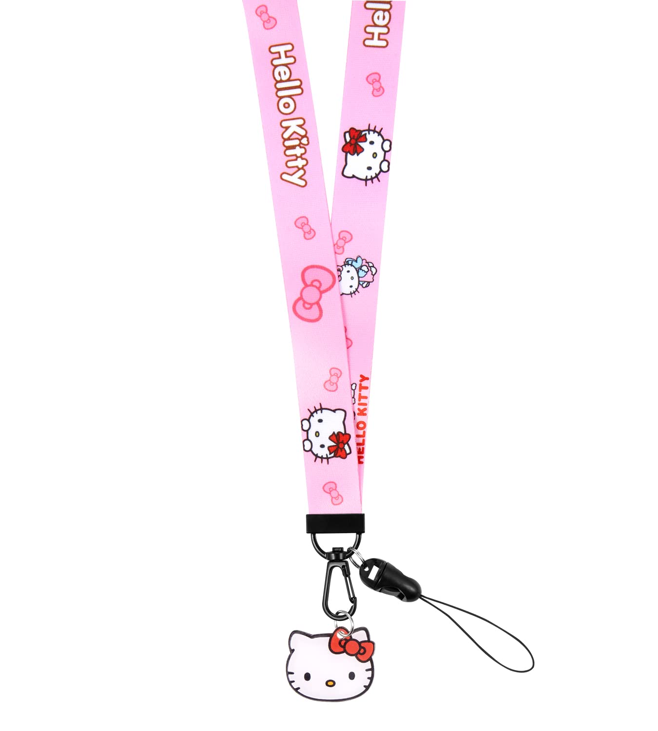 Cute Cat Lanyard for Keys & ID Badges - Pink Kawaii Keychain for Office & School