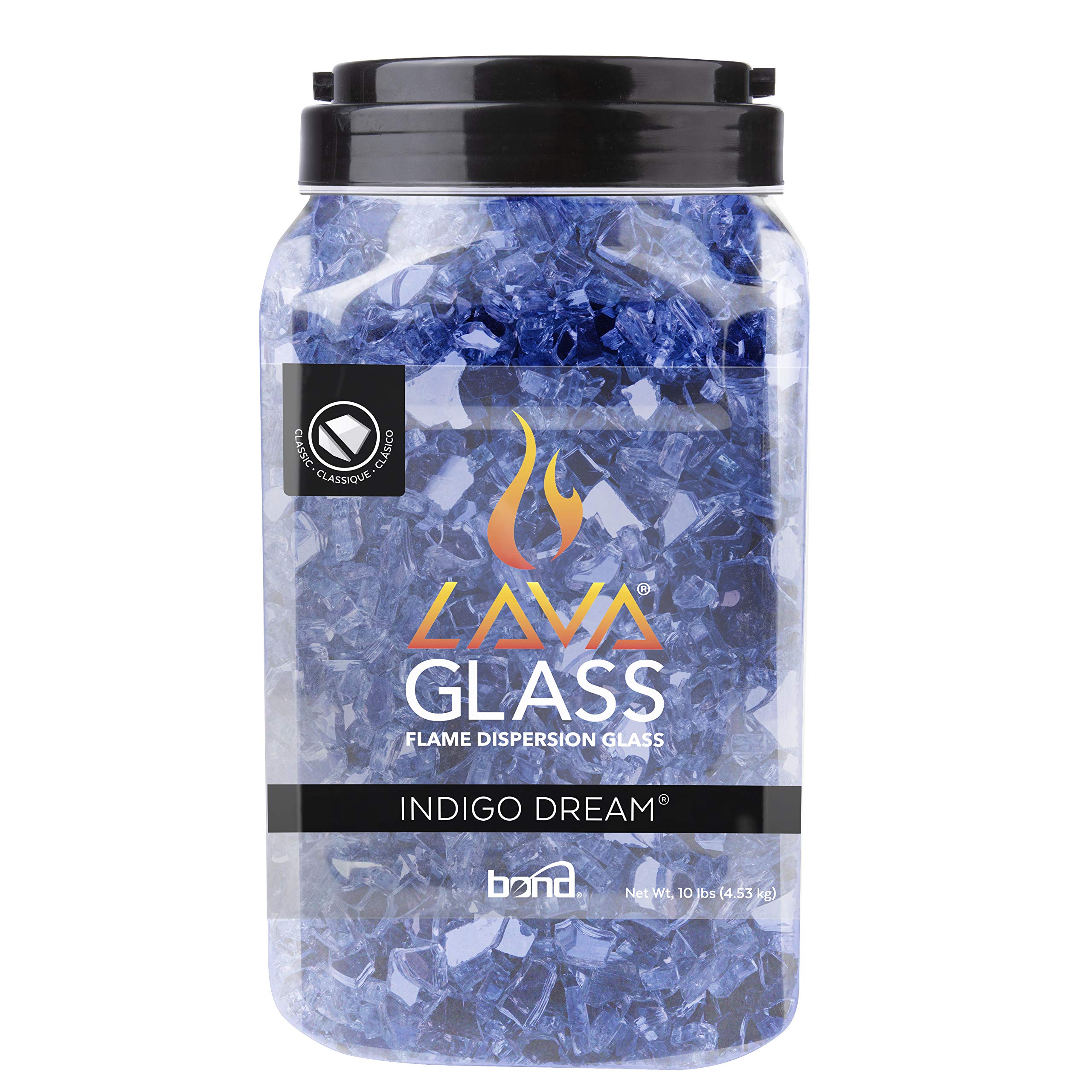 Bond Manufacturing 50689 LavaGlass Classic Cut Fire Pit Dispersion Glass - Indigo Dream for Outdoor Patio, Backyard, and Garden Decor