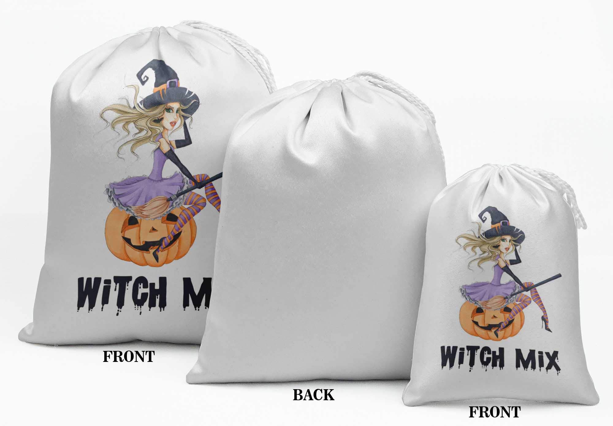 White Witch Mix Halloween Party Favor Bags - 15 Pack | Trick or Treat Goodie Bags for Kids, Classroom Treats & Spooky Party Supplies