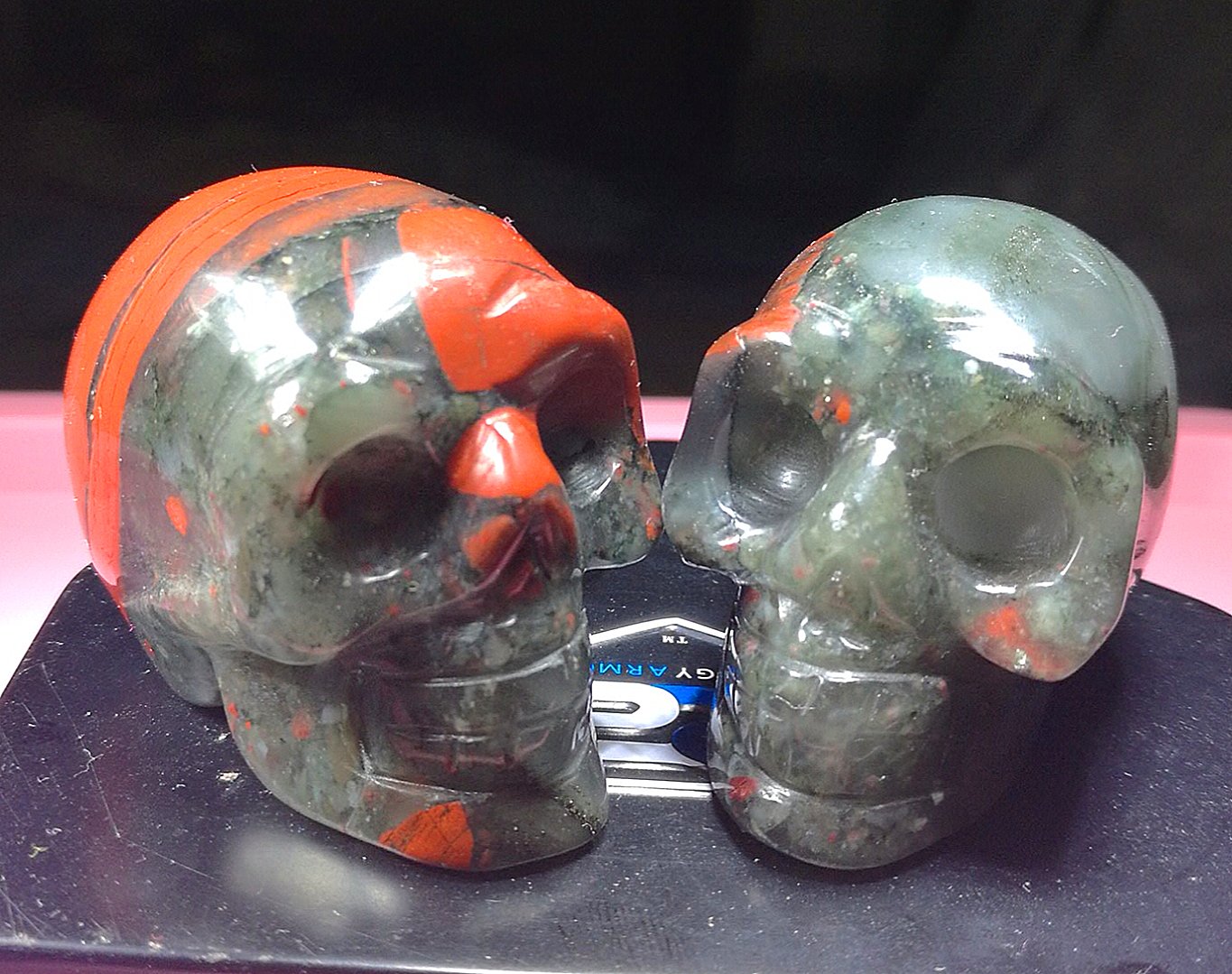 Hand Carved Blood Stone Skull Statue - 1.9