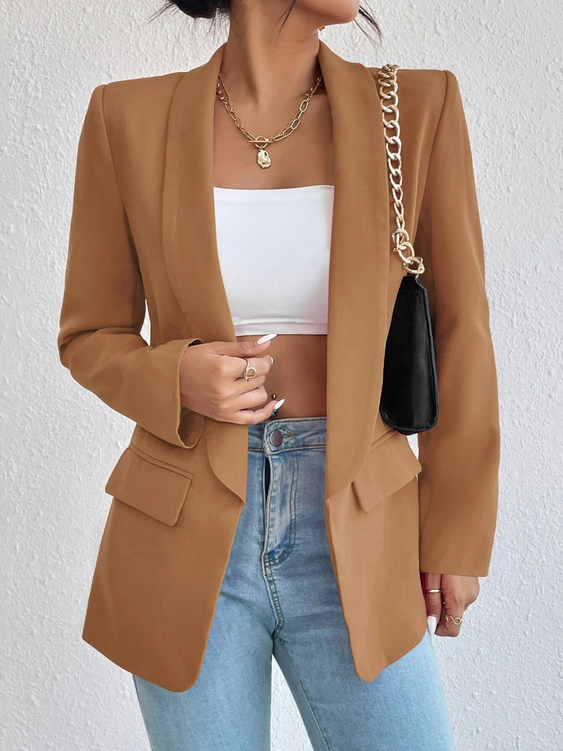 Elegant Shawl Collar Long Sleeve Blazer for Women - Stylish Office & Evening Wear - Perfect for Business Meetings, Date Nights & Formal Events