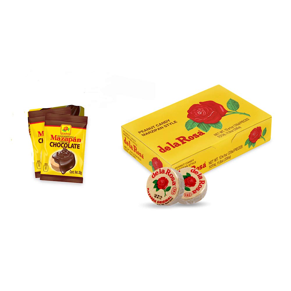 De La Rosa Mazapan Mexican Peanut Candy - 12 Pieces, Pack of 20 (240 Total) + 2 Chocolate-Filled Mazapan - Perfect for Snacking, Gifts & Cinco de Mayo Celebrations