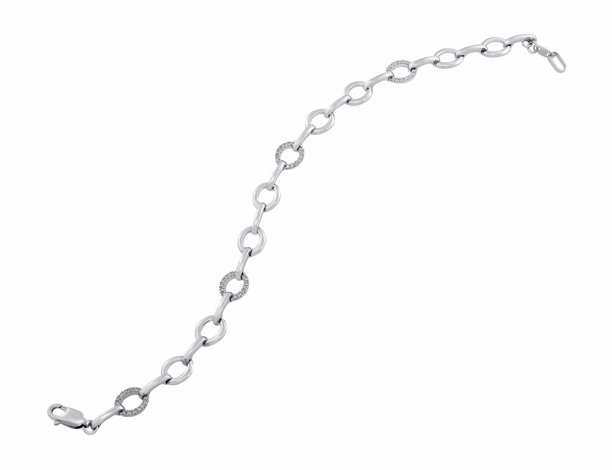 14K White Gold Fashion Link Bracelet for Women - Elegant Everyday Jewelry Gift for Her - Perfect for Parties, Work & Special Occasions