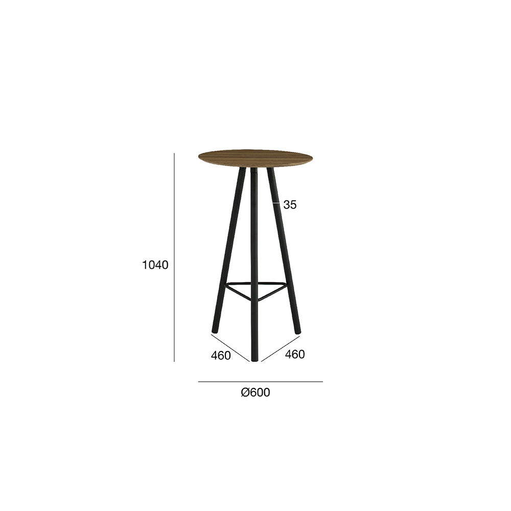 TAIJO 60cm Walnut & Black Bar Table - Modern Kitchen Counter Height Table for Dining, Entertaining & Small Spaces