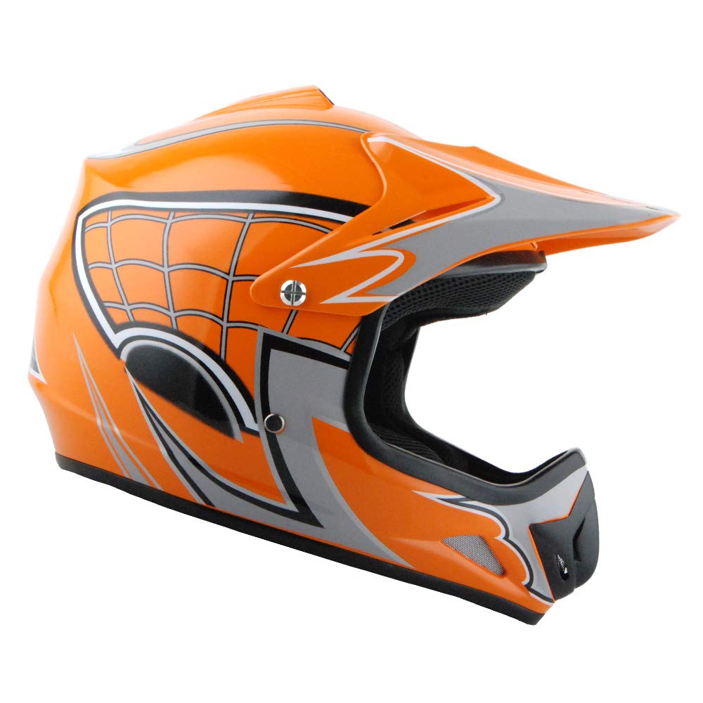 **WOW Youth Motocross Helmet MX BMX Bike Helmet with Spider Web Design - Includes Goggles & Martian Spider Black Gloves (HJOY-W MG Bundle) - Perfect for Kids' Dirt Bike, ATV & Off-Road Riding**
