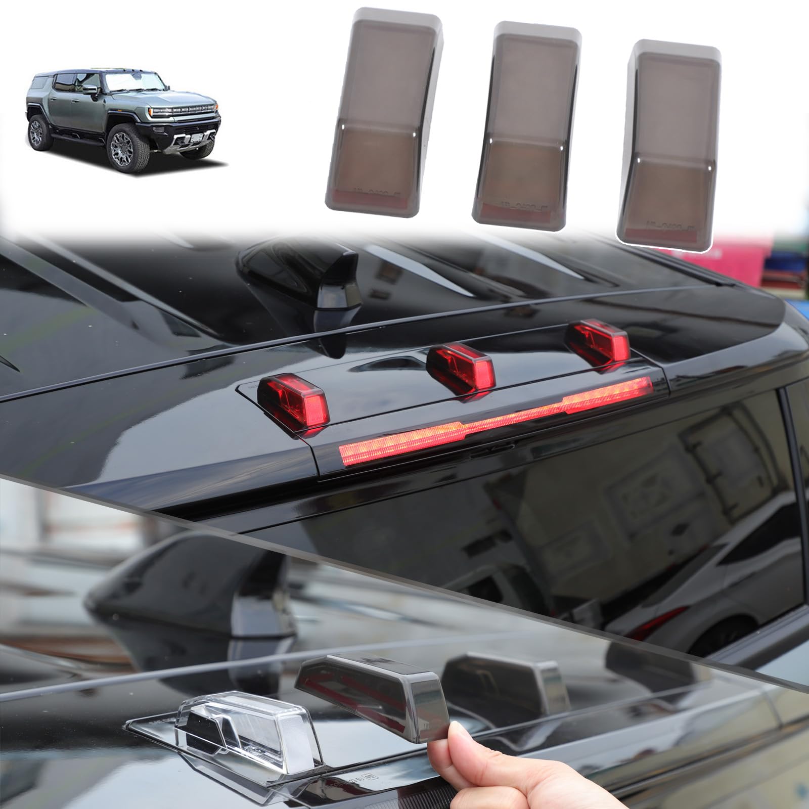 2024-2025 Hummer EV SUV Roof Marker Lights - Clearance Running Lights with Smoked Lens Cover (3PCS) - Perfect for Off-Roading & Night Driving Safety