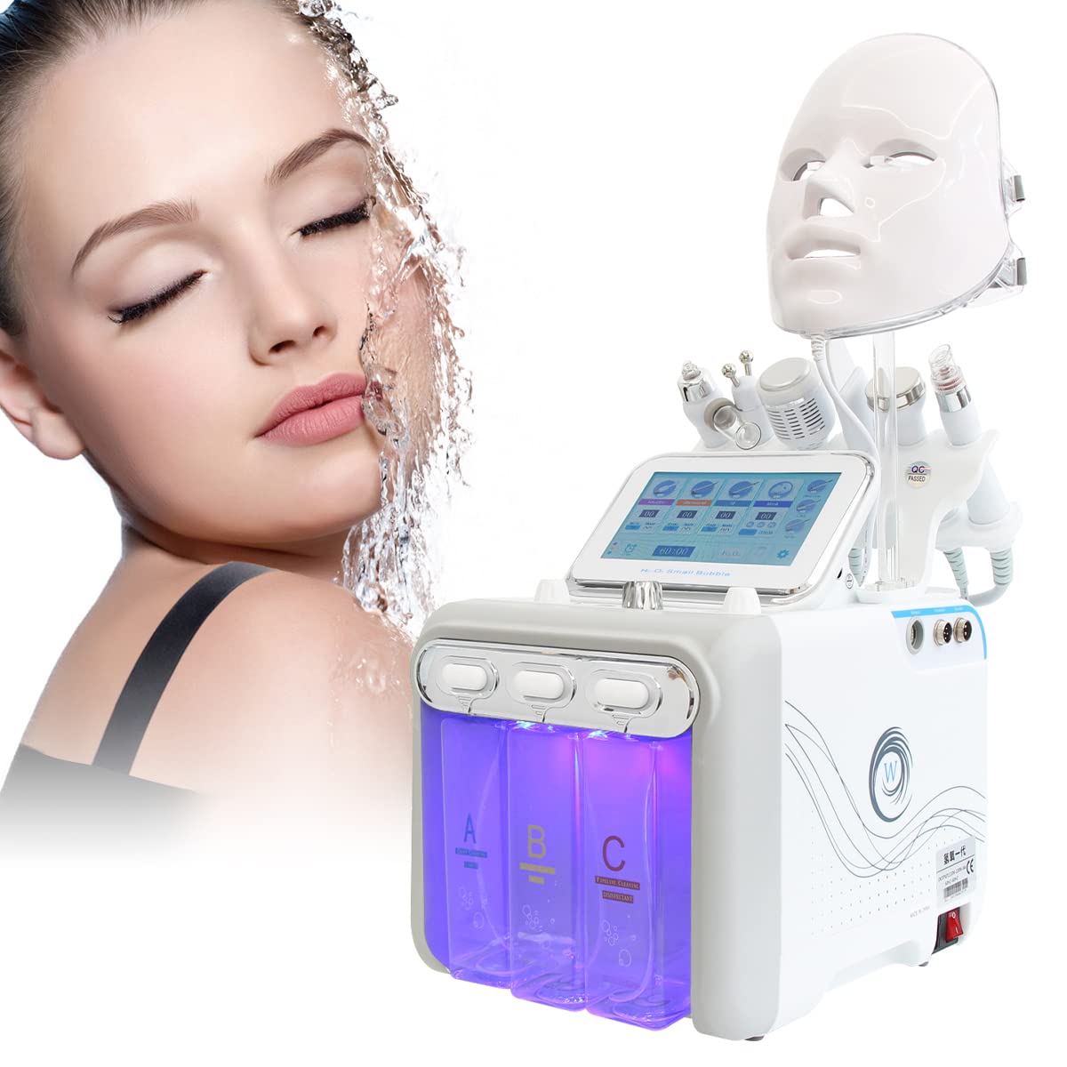 FAZJEUNE Professional Hydro Oxygen Jet Micro Bubbles Sprayer - 7 Color LED Facial Mask Pore Cleaner for Blackhead Removal & Microdermabrasion | Home & Spa Skin Care Beauty Machine for Deep Cleansing & Rejuvenation