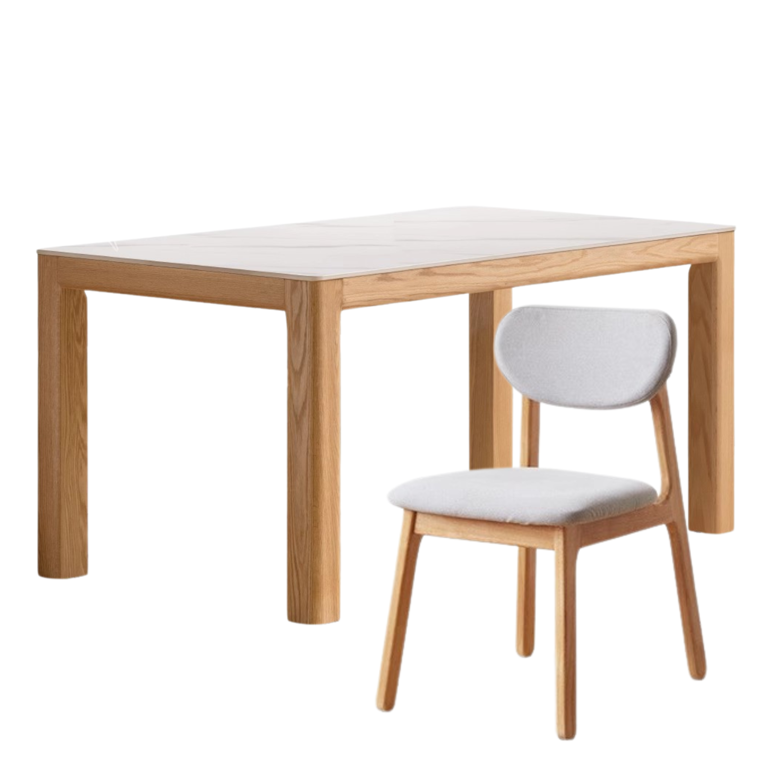 62.9x33.4x29.9 inch / 160x85x75.2cm / Natural Wood Color / dining table + soft chairs 4 pcs