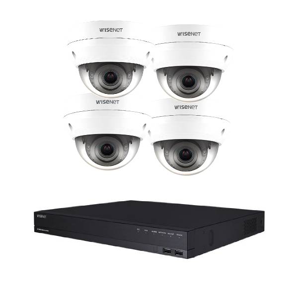 Samsung Wisenet 16 Channel CCTV IP Security Camera System with 4 Dome Cameras - Indoor/Outdoor Surveillance for Home & Business Protection