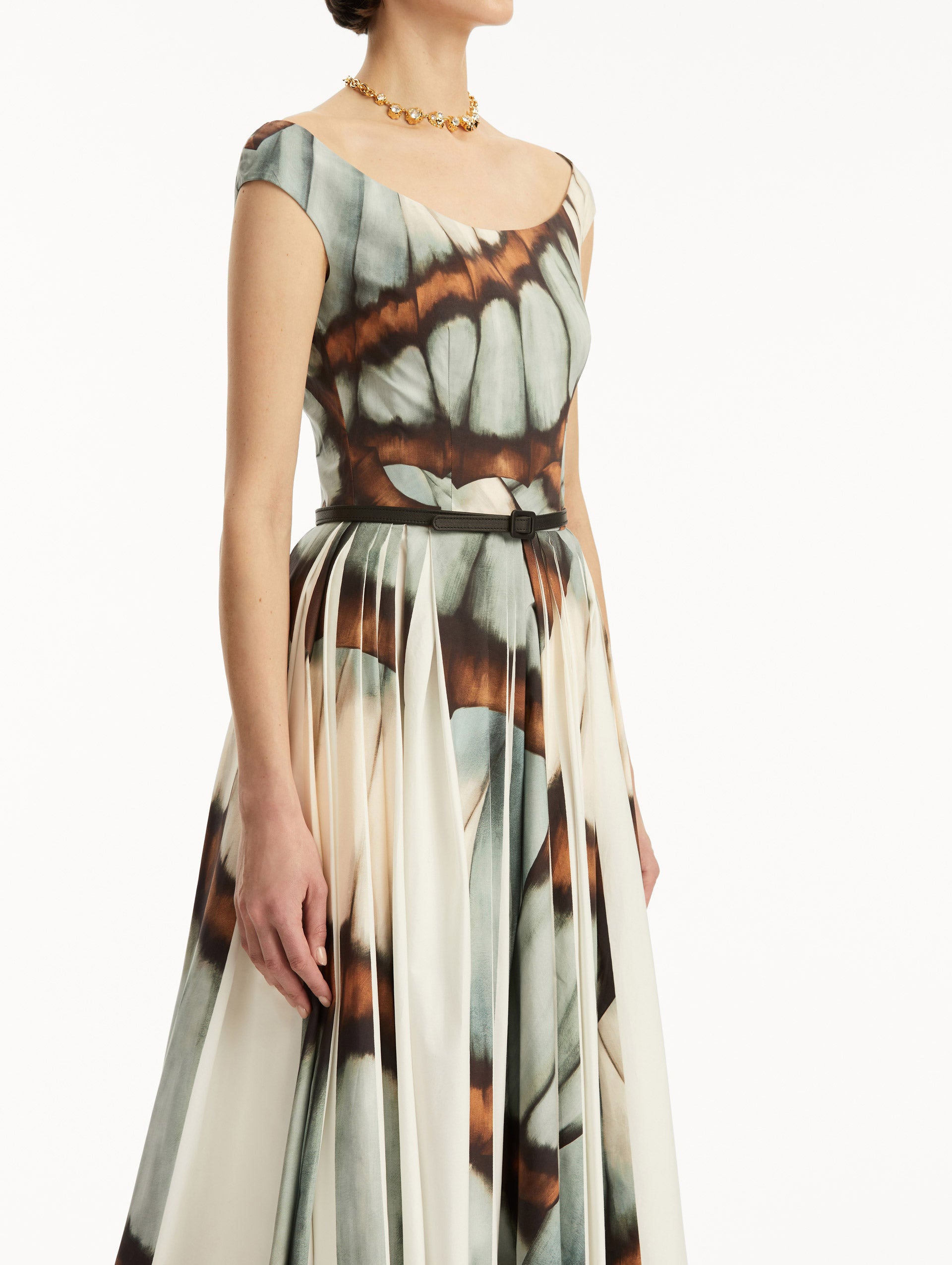 Stylish Abstract Butterfly Print Cotton Poplin Dress for Women - Perfect for Summer Outings, Beach Vacations & Casual Wear