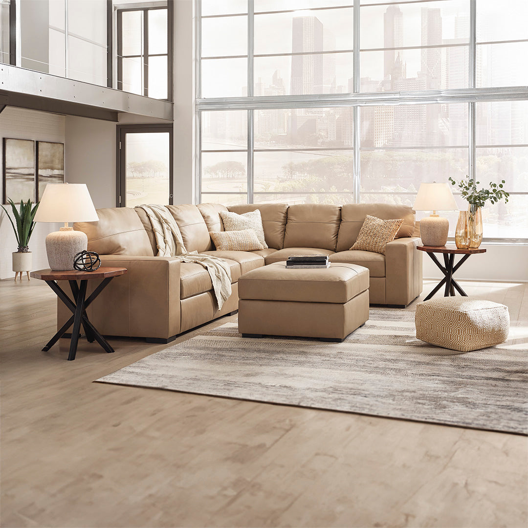 Bandon 4-Piece Sectional Sofa with Ottoman - Modern L-Shaped Couch for Living Room, Family Room & Home Theater