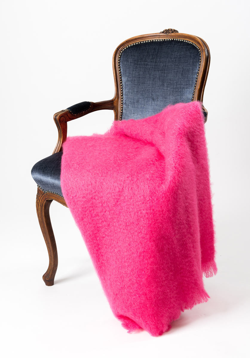 Luxury Hot Pink Mohair Chair Throw Blanket - Soft & Cozy Knit Accent for Living Room, Bedroom, or Nursery Decor - Perfect for Gifts, Cuddling & Home Styling