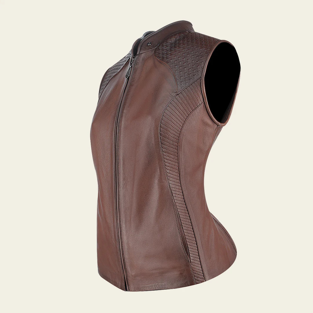 Women's Brown Western Fashion Lambskin Leather Vest M356COC - Stylish Cowgirl Outfit for Rodeo, Country Music Concerts & Casual Wear