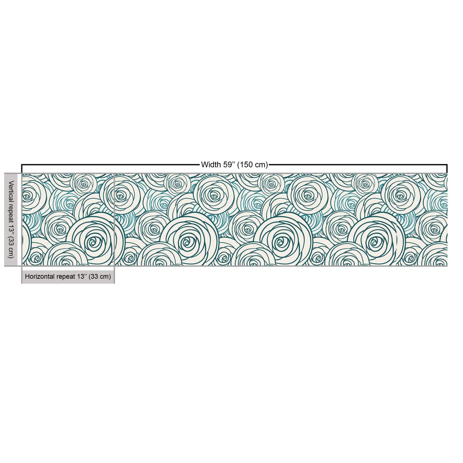Ambesonne Rose Fabric by The Yard - Doodle Style Rose Blossoms Spring Nature Inspired Decorative Fabric for Upholstery, Curtains & DIY Home Decor | Dark Teal & Cream | Perfect for Bedding, Pillows & Table Runners
