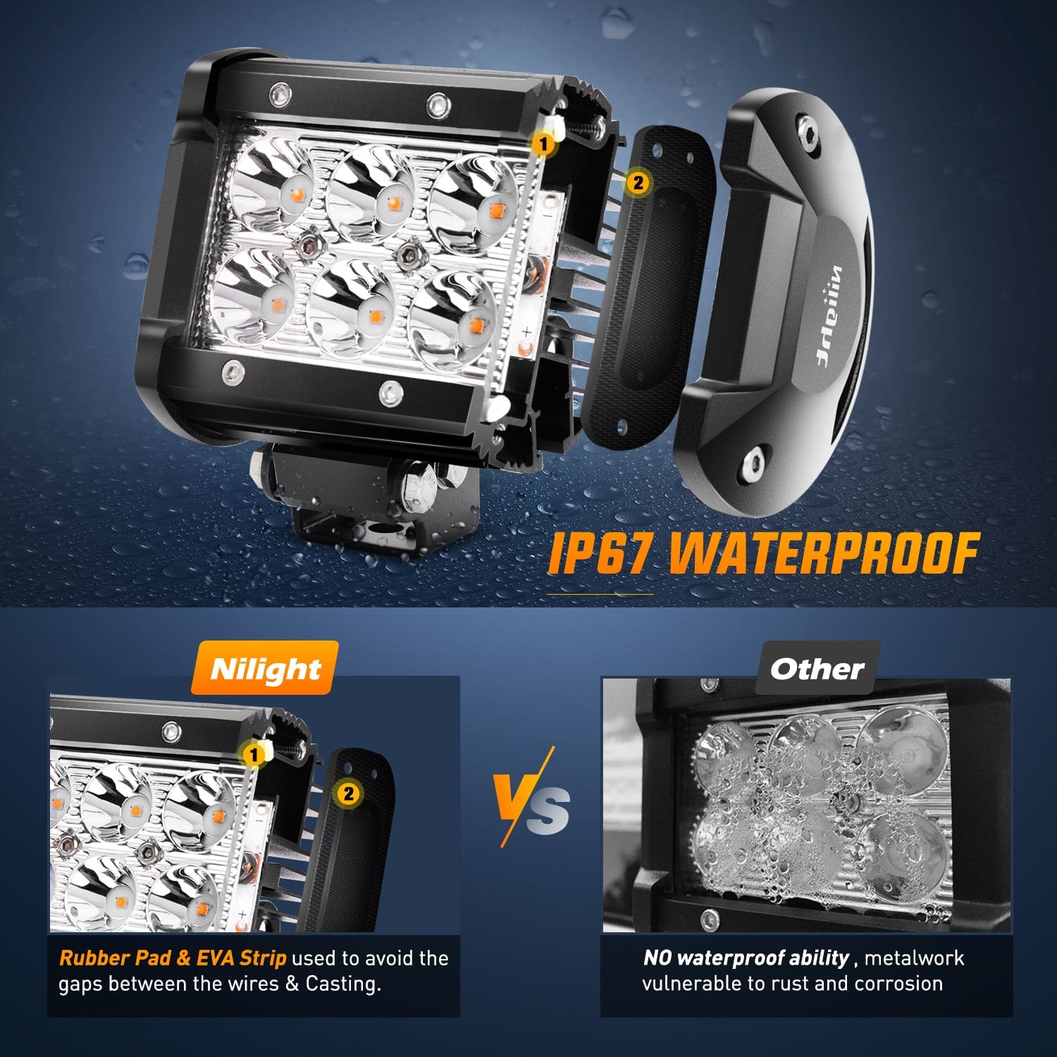 4 Inch 18W Amber Beam LED Light Pods (Pair) - Off-Road, Truck, ATV, SUV Lighting for Night Driving & Outdoor Adventures