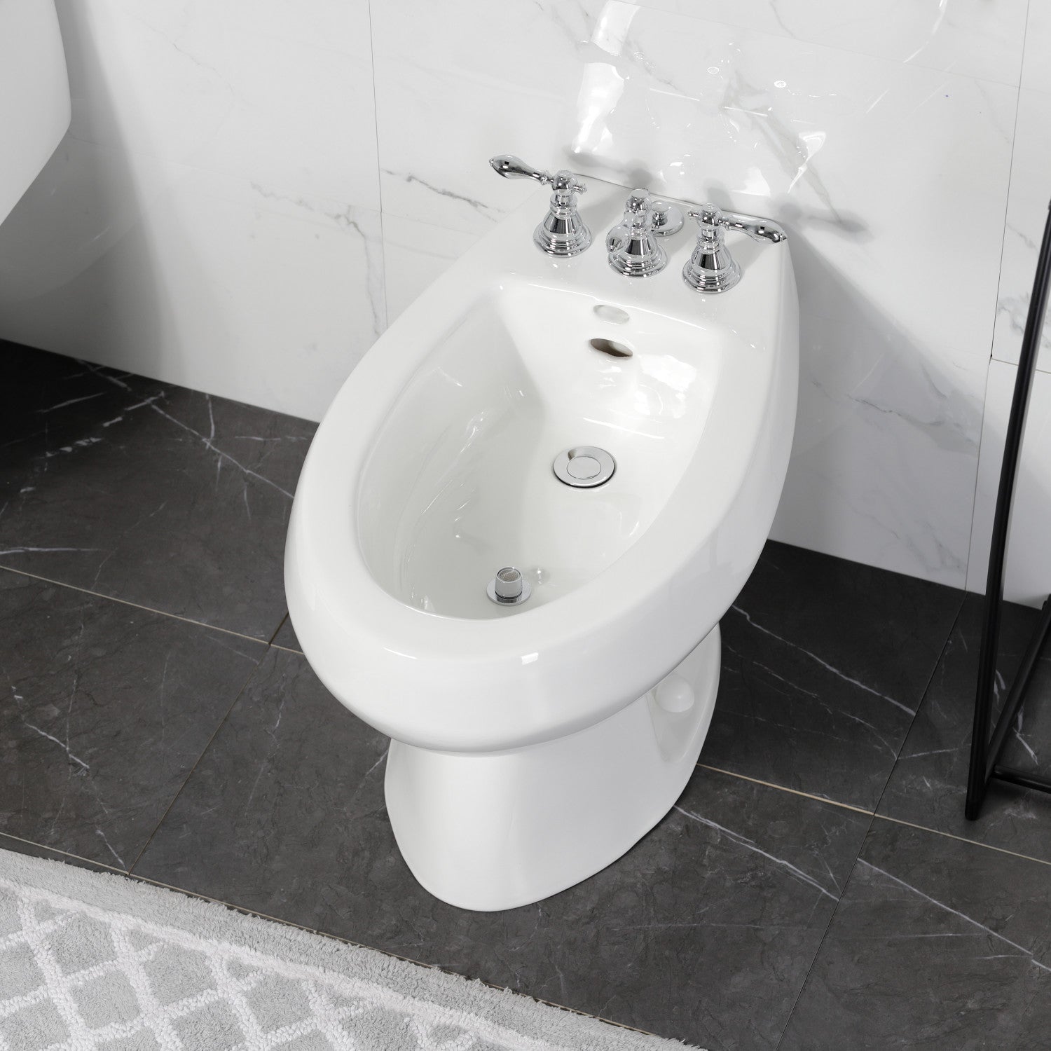 American Classic KB321ACL 3-Handle Deck Mount Vertical Spray Bidet Faucet with Brass Pop-Up Drain - Polished Chrome Finish for Bathroom & Toilet Upgrade | Perfect for Modern Homes & Luxury Bathrooms